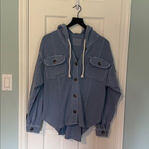 American Eagle Outfitters Light Blue Hooded Shirt